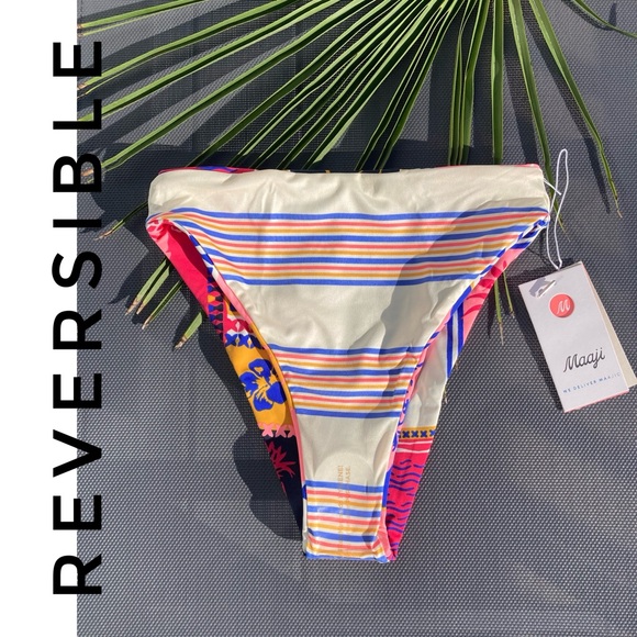 MAAJI x Anthro - Sully High Waist Reversible Cheeky Bikini Bottoms -S - Picture 10 of 15